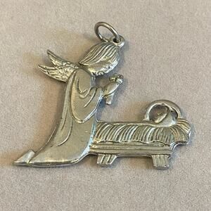 House of Morgan Pewter Praying Angel Ornament Holiday Christmas Religious